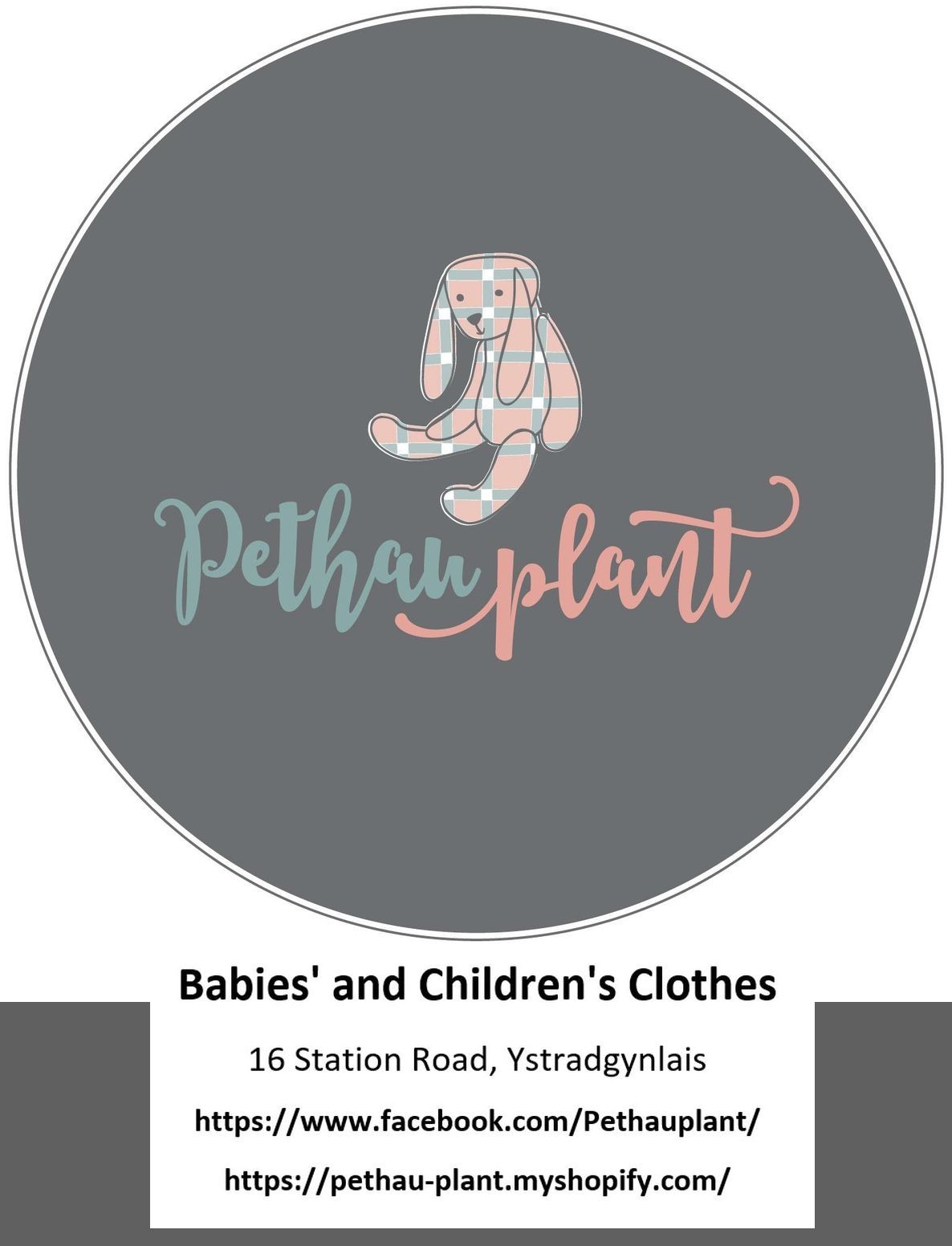 Pethau Plant, Ystradgynlais, for children's clothes, also on Shopify